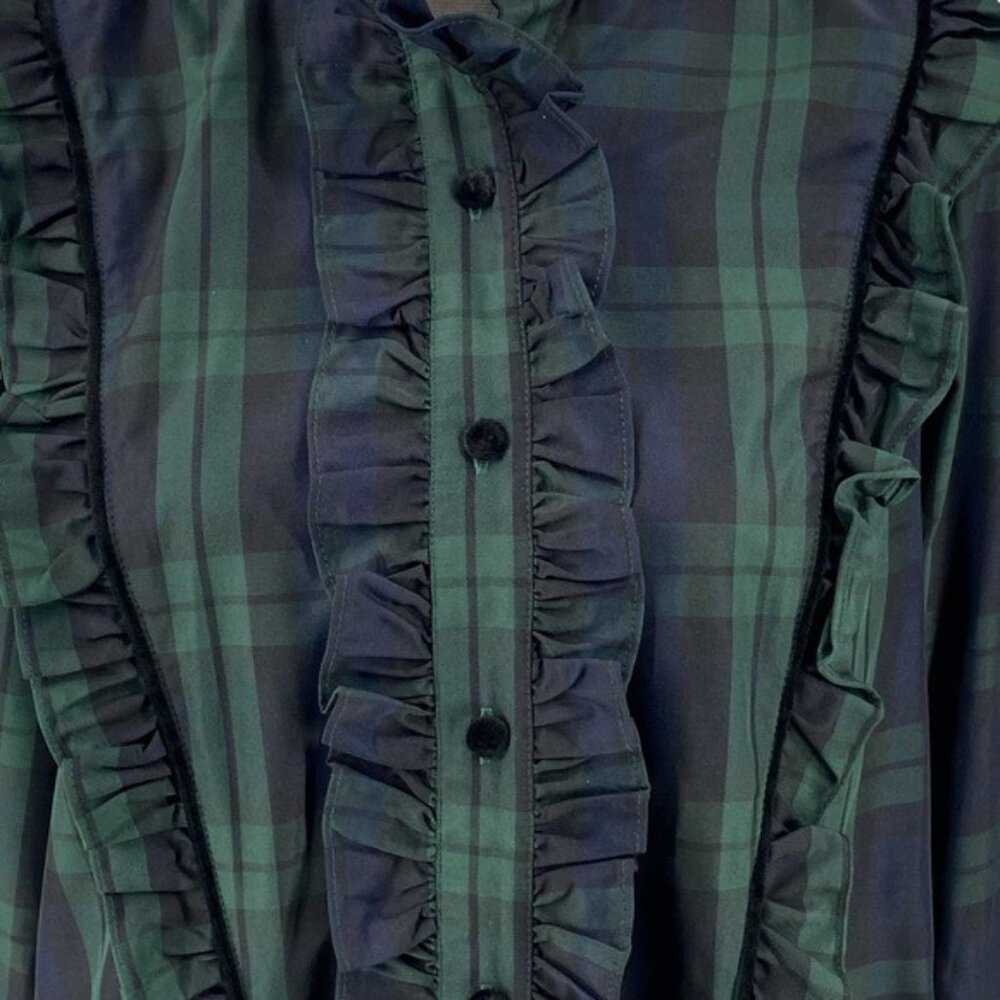 Tuckernuck | NEW Blackwatch Plaid Ruffle Reagan Button Down Size M - Picture 7 of 13